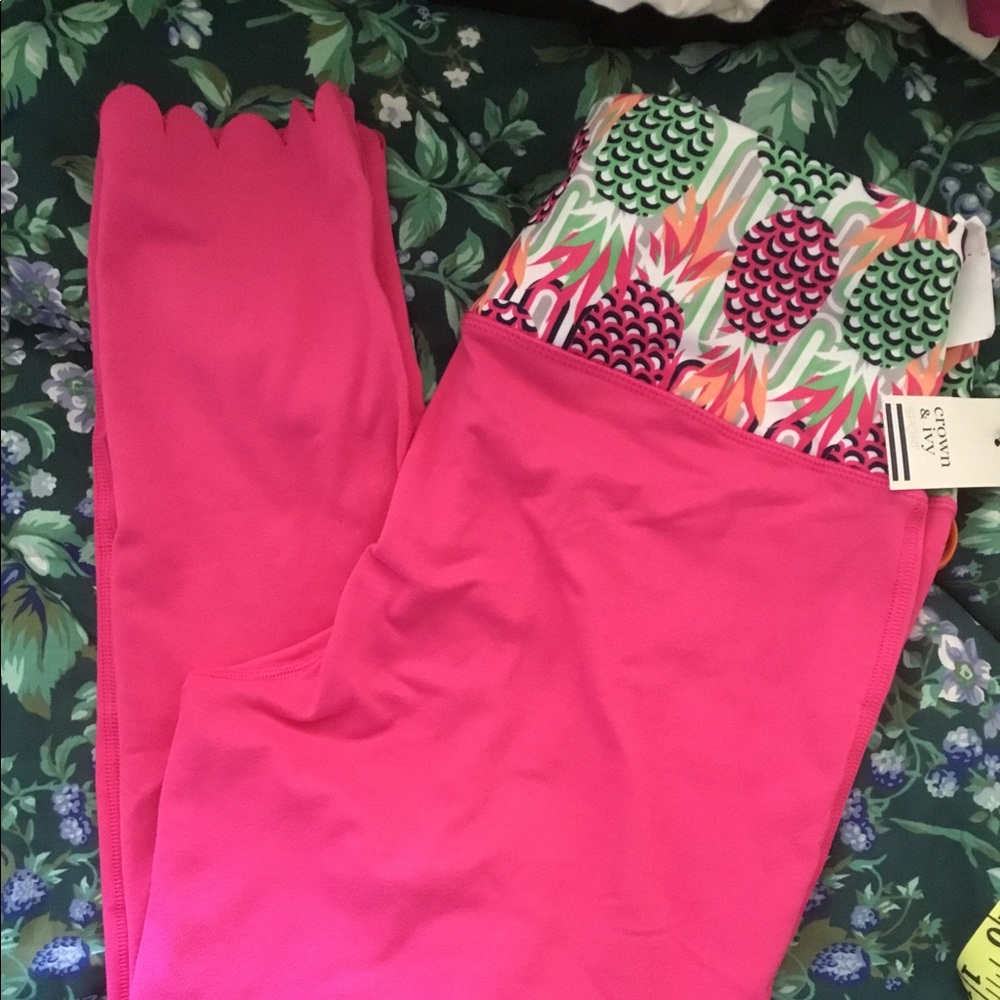 NWT Crown and Ivy Pink and Pineapple Leggings